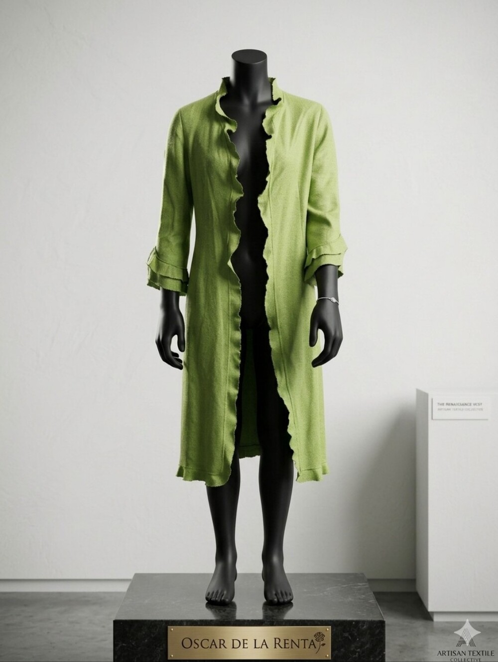 Oscar de la Renta Lime Green Silk And Cashmere Duster From 2006 See Description